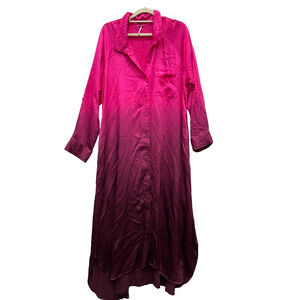 Young Fabulous and Broke Long Sleeve Scarlet Shirt Dress Ombre Pink Purple Large